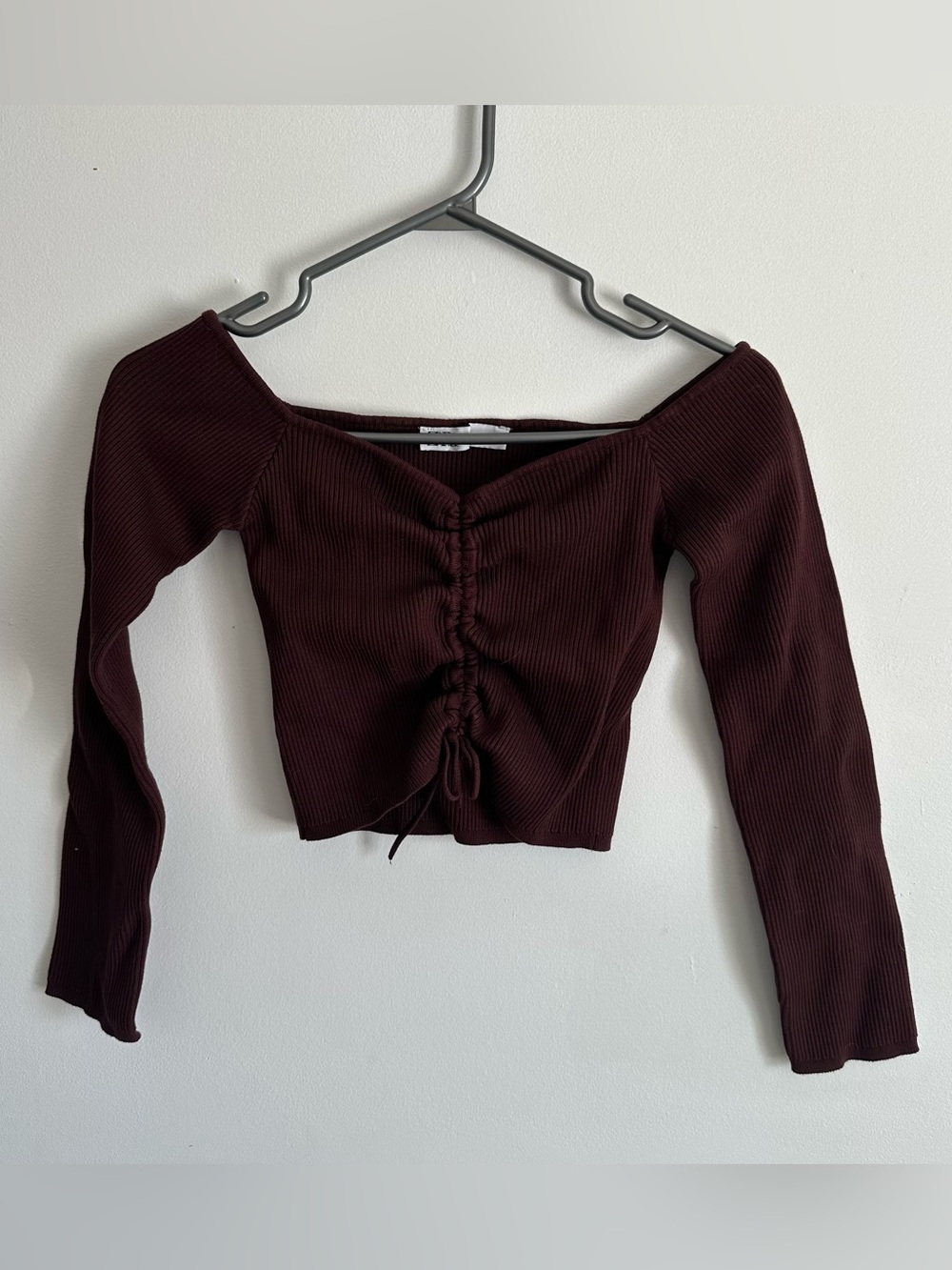 Zara Ruched Off the Shoulder Long Sleeve